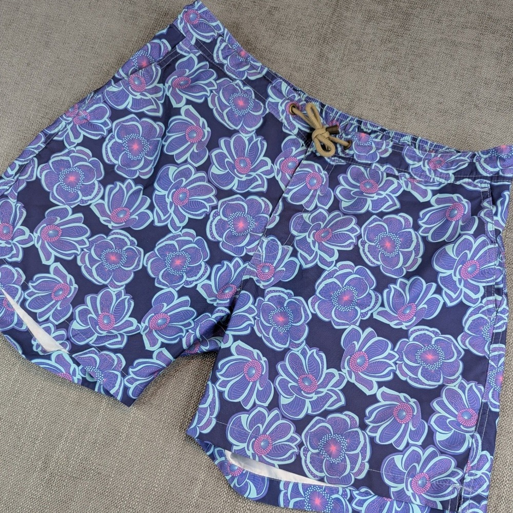 Thorsun Swim Trunks Mens 34 Blue Floral Print Board Shorts Made in Portugal